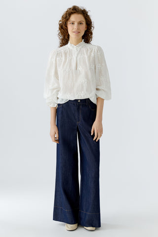 Oui Floral Embroidery Blouse White