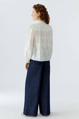 Oui Floral Embroidery Blouse White