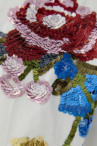 Oui Sequin Flowers Blouse White