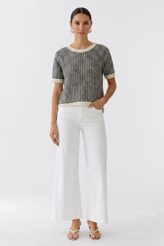 Oui Short Sleeved Jumper Blue White