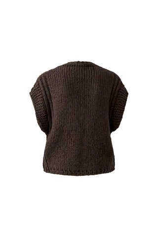 Oui Chunky Knitted Waistcoat Brown
