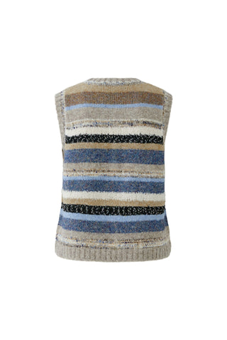 Oui Striped Sleeveless Jumper Blue Beige