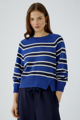 Oui Striped Jumper Blue Navy