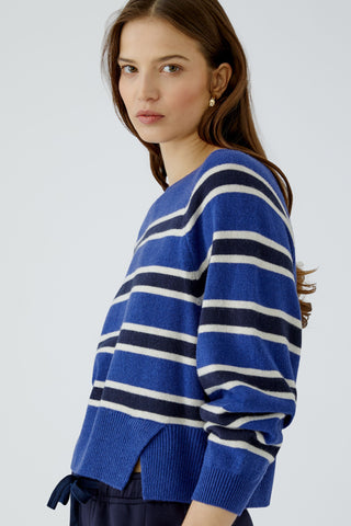 Oui Striped Jumper Blue Navy