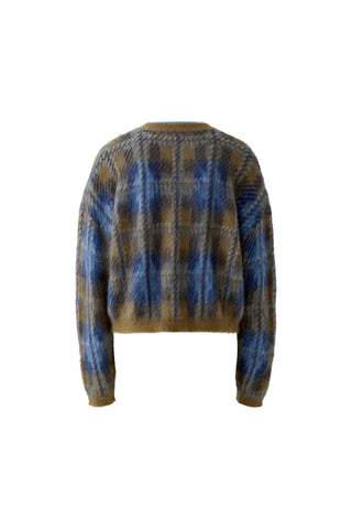 Oui Check Pattern Jumper Brown Blue