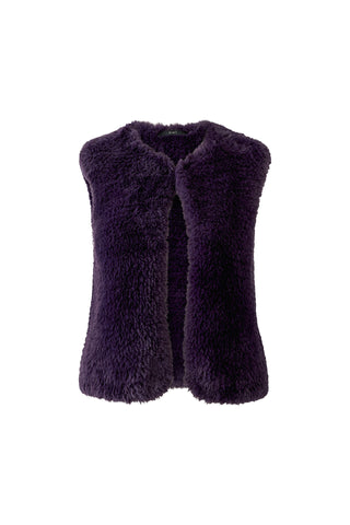 Oui Knitted Faux Fur Gilet Purple