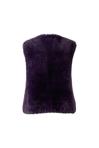 Oui Knitted Faux Fur Gilet Purple