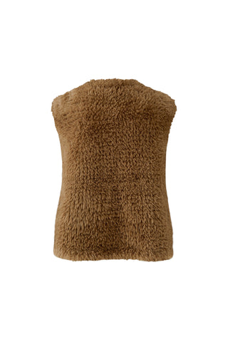 Oui Knitted Faux Fur Gilet Brown