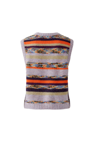 Oui Striped Sleeveless Jumper Lilac Beige