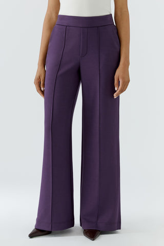 Oui Wide Leg Pull-On Trousers Purple