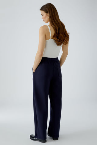 Oui Barrel Leg Drawstring Trousers Navy Blue