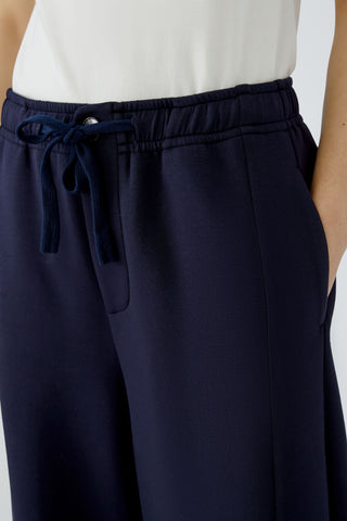 Oui Barrel Leg Drawstring Trousers Navy Blue