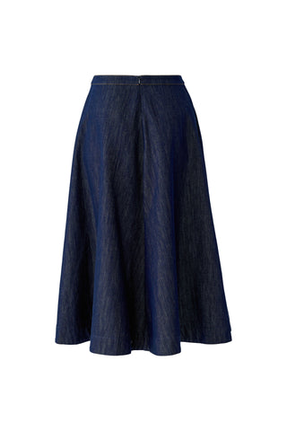 Oui A-Line Midi Denim Skirt Blue
