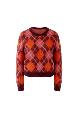 Oui Diamond Pattern Jumper Red Orange