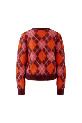 Oui Diamond Pattern Jumper Red Orange