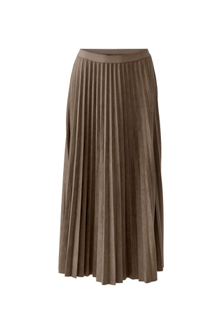 Oui Pleated Midi Length Skirt Brown