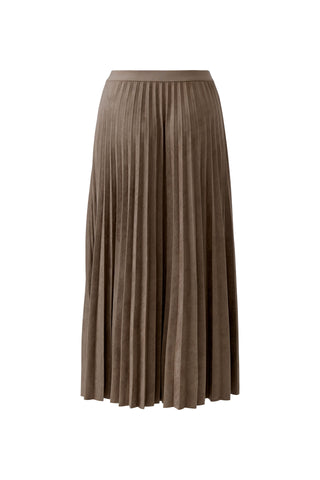 Oui Pleated Midi Length Skirt Brown