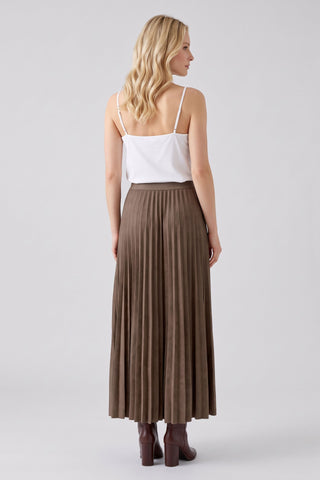 Oui Pleated Midi Length Skirt Brown