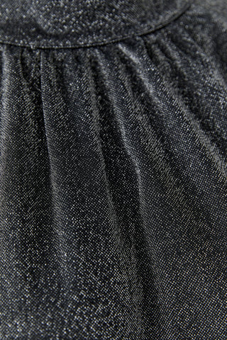 Oui Mock Neck Lurex Blouse Black Silver