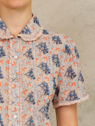 M.A.B.E Print Blouse Blue Multi Aster