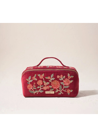 Elizabeth Scarlett Camellia Romance Open Flat Makeup Bag Cranberry