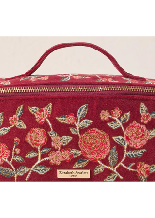 Elizabeth Scarlett Camellia Romance Open Flat Makeup Bag Cranberry