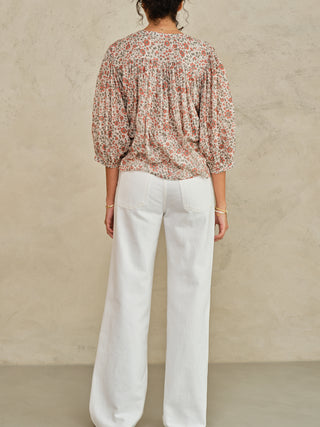 M.A.B.E Floral Print Blouse Rust Khaki Della