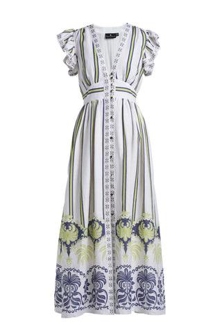 Emily Lovelock Striped Dress White Blue Madeline