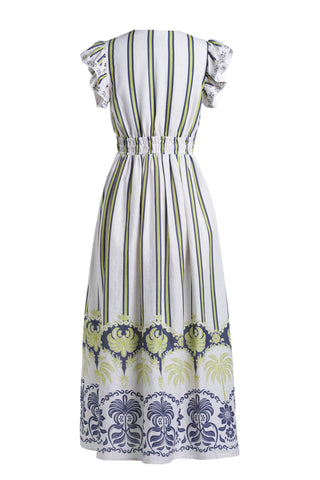 Emily Lovelock Striped Dress White Blue Madeline