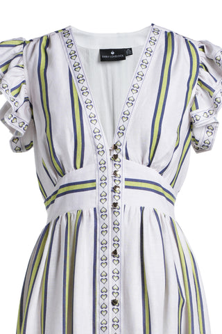 Emily Lovelock Striped Dress White Blue Madeline