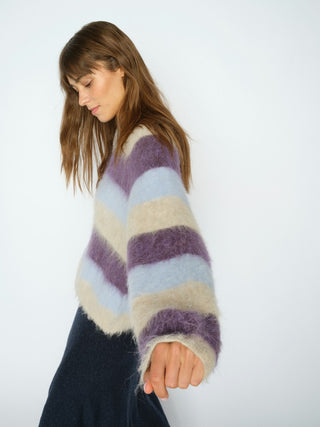 Mos Mosh Wide Stripe Jumper Purple Blue Suvi