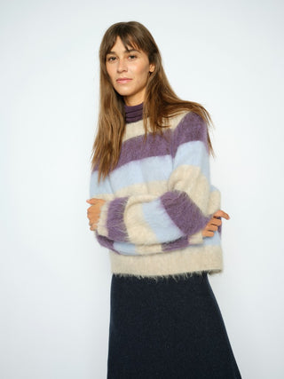 Mos Mosh Wide Stripe Jumper Purple Blue Suvi