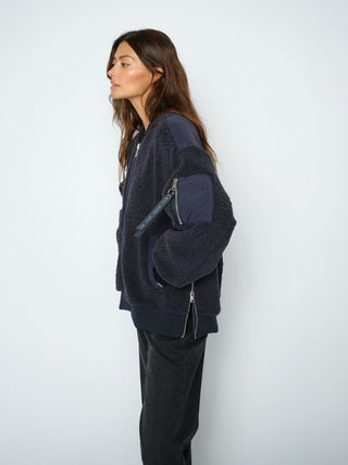 Mos Mosh Teddy Jacket Navy Blue Emeline