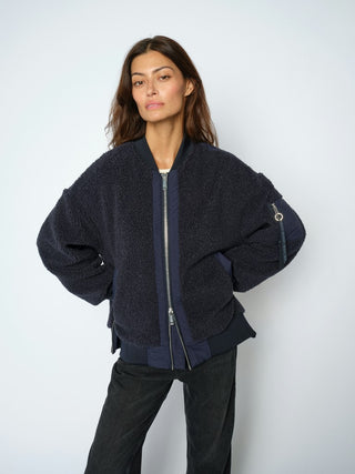 Mos Mosh Teddy Jacket Navy Blue Emeline