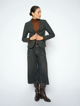 Mos Mosh Cropped Wide Leg Jeans Black Culotte Juventus