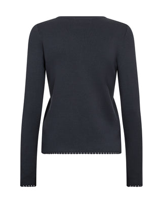 Mos Mosh Buttoned Round Neck Jumper Navy Blue Aliz