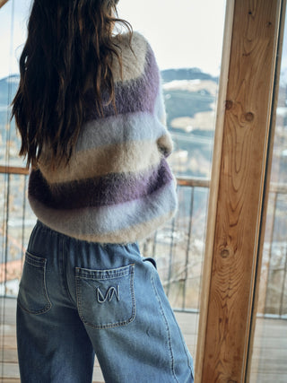 Mos Mosh Wide Stripe Jumper Purple Blue Suvi