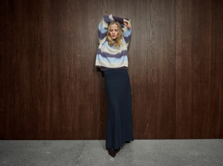 Mos Mosh Wide Stripe Jumper Purple Blue Suvi