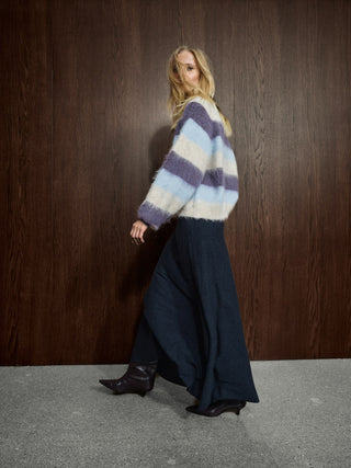 Mos Mosh Wide Stripe Jumper Purple Blue Suvi