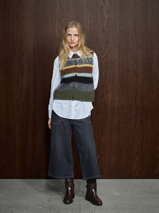 Mos Mosh Cropped Wide Leg Jeans Black Culotte Juventus