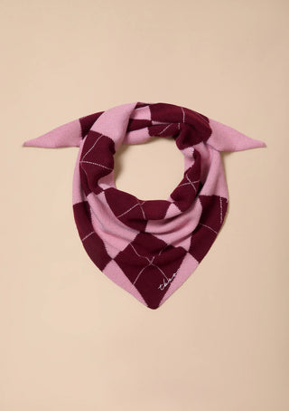 TBCo Merino Wool Triangle Scarf Pink Argyle