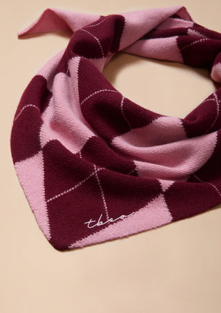 TBCo Merino Wool Triangle Scarf Pink Argyle