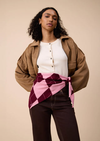 TBCo Merino Wool Triangle Scarf Pink Argyle