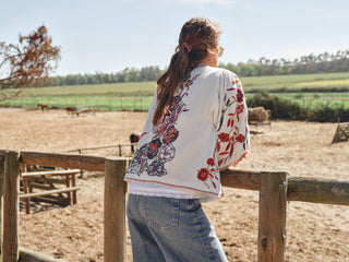 M.A.B.E Embroidered Jacket Ecru Multi Ori