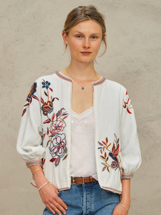 M.A.B.E Embroidered Jacket Ecru Multi Ori