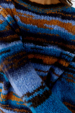 Oui Patterned Jumper Blue Brown