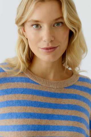 Oui Striped Jumper Blue Brown