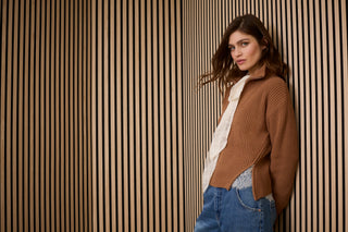 Oui Troyer Neck Jumper Brown