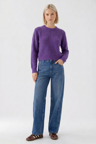 Oui Round Neck Fluffy Jumper Purple 98999