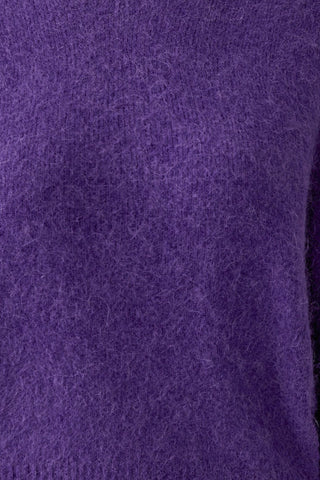 Oui Round Neck Fluffy Jumper Purple 98999